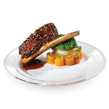 Fineline Settings White and Silver Round Buffet Plate 510-WH